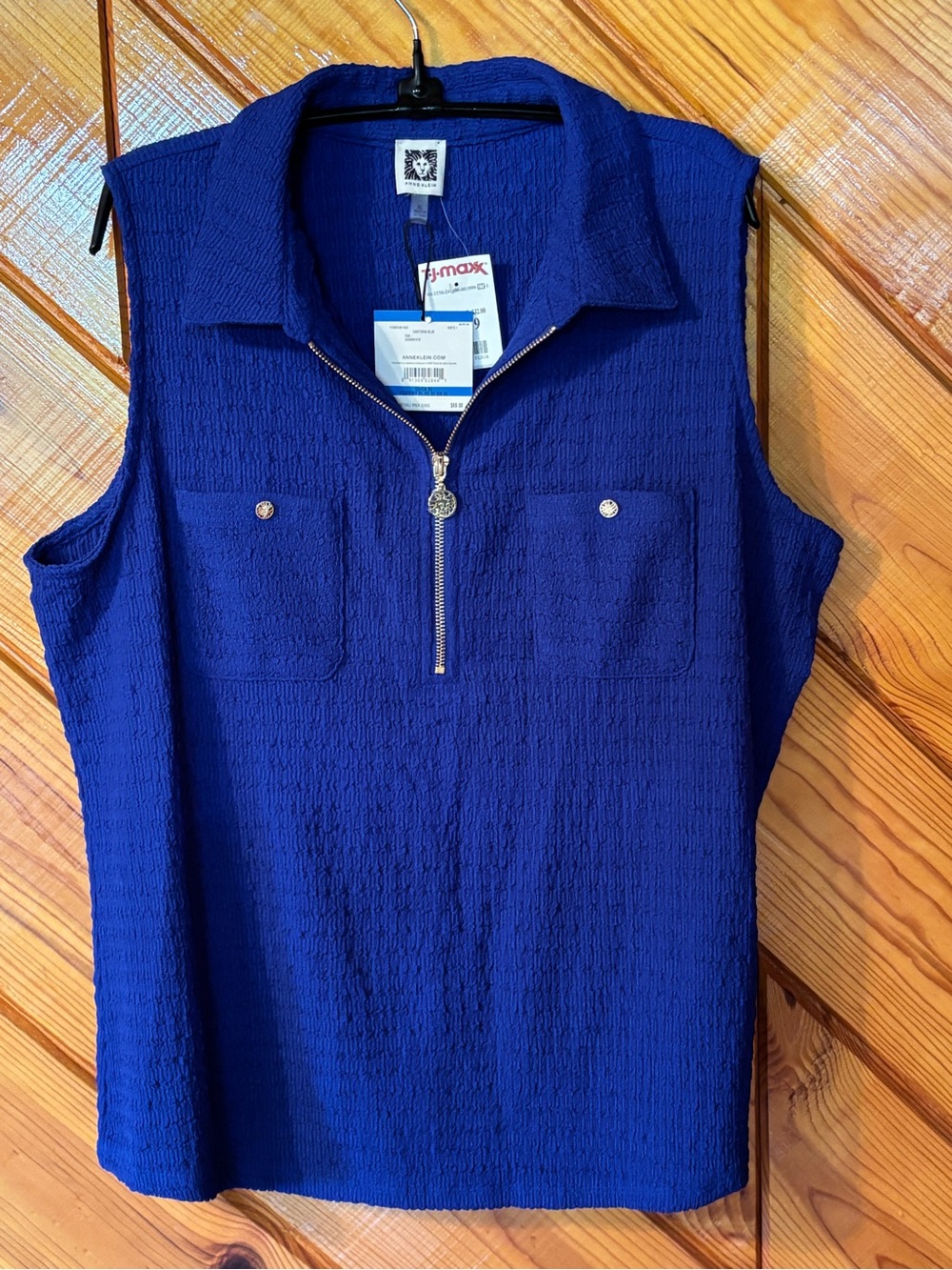 Anne Klein Royal Blue Textured Sleeveless Top